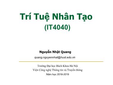 Bài giảng Trí tuệ nhân tạo - Nguyễn Nhật Quang