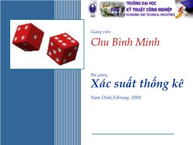 Bài giảng Xác suất thống kê - Phần 2: Thống kê toán - Chu Bình Minh