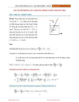 Bài tập mô phỏng lần 4 (Phương trình vi phân thường ODE)