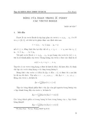 Bóng của đoạn trong k-Poset các vecto boole