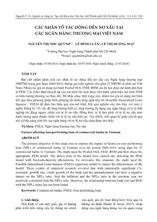 Các nhân tố tác động đến nợ xấu tại các ngân hàng thương mại Việt Nam