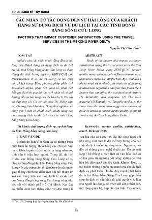 Các nhân tố tác động đến sự hài lòng của khách hàng sử dụng dịch vụ du lịch tại các tỉnh đồng bằng sông Cửu Long