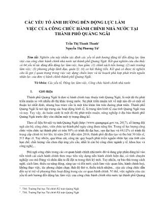 Các yếu tố ảnh hưởng đến động lực làm việc của công chức hành chính nhà nước tại thành phố Quảng Ngãi