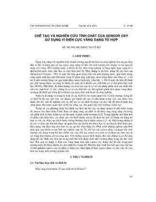 Chế tạo và nghiên cứu tính chất của Sensor Oxy sử dụng vi điện cực vàng dạng tổ hợp