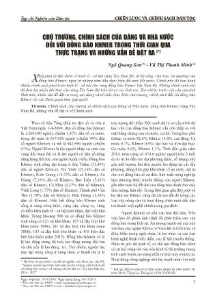 Chủ trương, chính sách của Đảng và nhà nước đối với đồng bào Khmer trong thời gian qua thực trạng và những vấn đề đặt ra