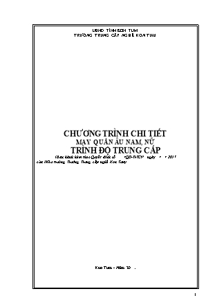 Chương trình chi tiết may quần âu nam, nữ trình độ trung cấp