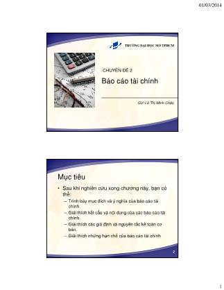 Chuyên đề 2: Báo cáo tài chính - Lê Thị Minh Châu