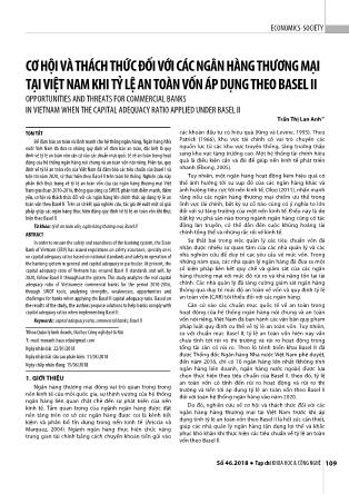 Cơ hội và thách thức đối với các ngân hàng thương mại tại Việt Nam khi tỷ lệ an toàn vốn áp dụng theo basel II