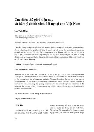 Cục diện thế giới hiện nay và hàm ý chính sách đối ngoại cho Việt Nam