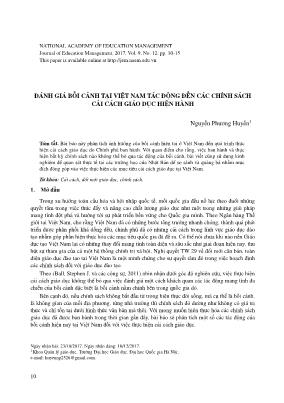 Đánh giá bối cảnh tại Việt Nam tác động đến các chính sách cải cách giáo dục hiện hành