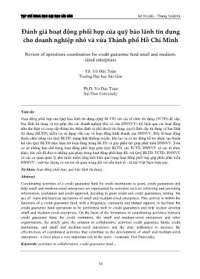 Đánh giá hoạt động phối hợp của quỹ bảo lãnh tín dụng cho doanh nghiệp nhỏ và vừa Thành phố Hồ Chí Minh