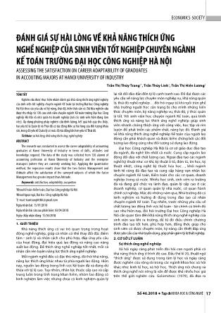 Đánh giá sự hài lòng về khả năng thích ứng nghề nghiệp của sinh viên tốt nghiệp chuyên ngành kế toán trường Đại học Công nghiệp Hà Nội