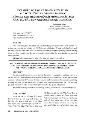 Đổi mới đào tạo kế toán - kiểm toán ở các trường Cao đẳng, Đại học trên địa bàn thành phố hải phòng nhằm đáp ứng yêu cầu của người sử dụng lao động