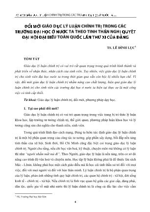 Đổi mói giáo dục lý luận chính trị trong các trường Đại học ở nước ta theo tinh thần nghị quyết Đại hội đại biểu toàn quốc lần thứ XI của Đảng