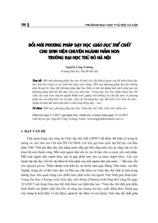 Đổi mới phương pháp dạy học Giáo dục thể chất cho sinh viên chuyên ngành mầm non trường Đại học thủ đô Hà Nội