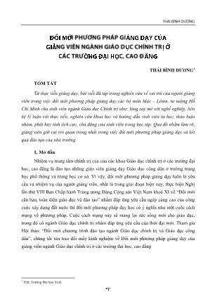 Đổi mới phương pháp giảng dạy của giảng viên ngành giáo dục chính trị ở các trường Đại học, Cao đẳng