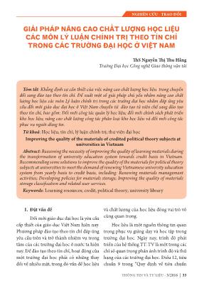 Giải pháp nâng cao chất lượng học liệu các môn Lý luận chính trị theo tín chỉ trong các trường Đại học ở Việt Nam