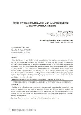 Giảng dạy trực tuyến các bộ môn Lý luận chính trị tại trường Đại học hiện nay