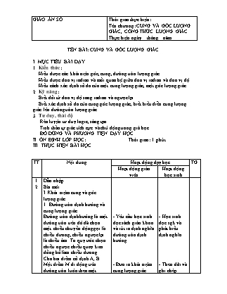 Giáo án Hình học Lớp 11 - Chương 6: Cung và góc lượng giác, công thức lượng giác - Bài: Đạo hàm cấp hai