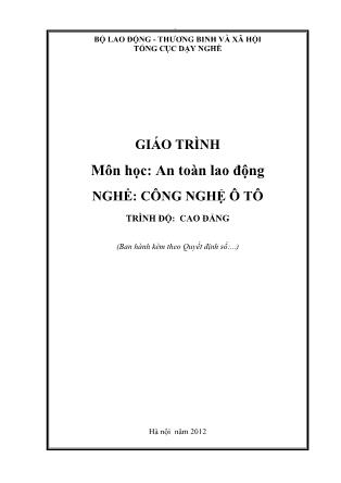 Giáo trình An toàn lao động - Công nghệ ô tô