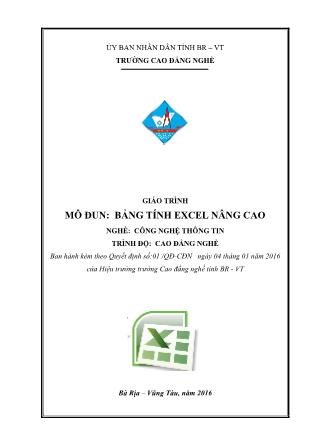 Giáo trình Bảng tính Excel nâng cao