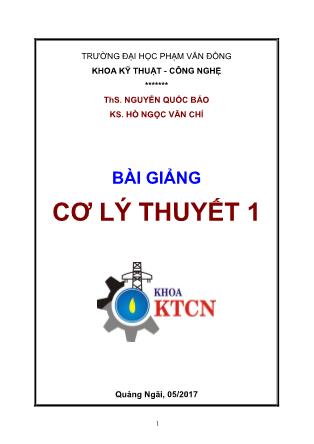 Giáo trình Cơ lý thuyết 1 (Phần 1)