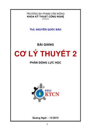 Giáo trình Cơ lý thuyết 1 (Phần 2)