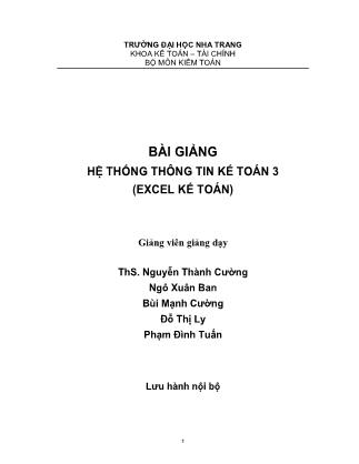 Giáo trình Hệ thống thông tin kế toán 3 - Excel kế toán (Phần 1)