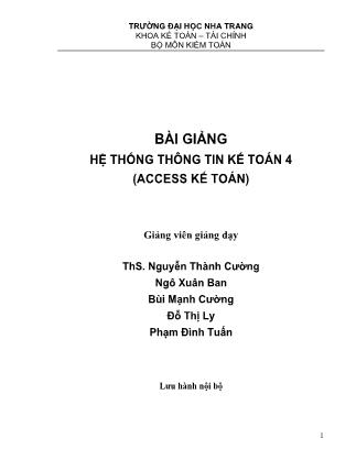 Giáo trình Hệ thống thông tin kế toán 3 - Excel kế toán (Phần 2)