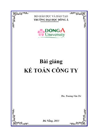 Giáo trình Kế toán công ty