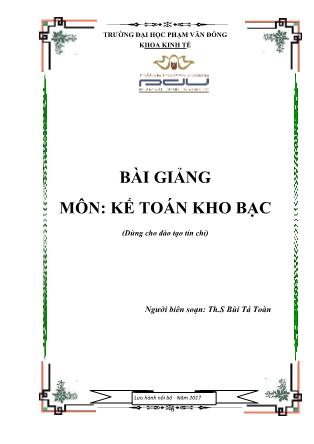 Giáo trình Kế toán kho bạc