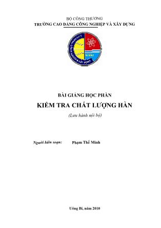 Giáo trình Kiểm tra chất lượng hàn