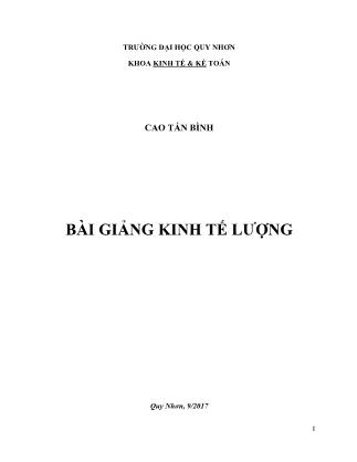 Giáo trình Kinh tế lượng