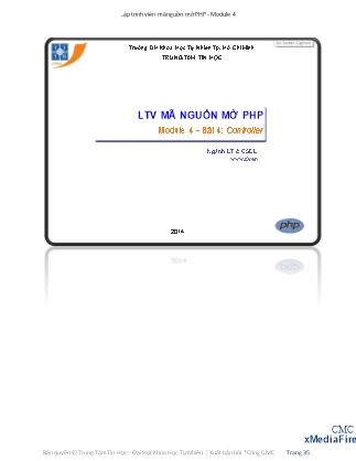 Giáo trình Lập trình viên mã nguồn mở PHP - Module 4, Bài 4: Controller