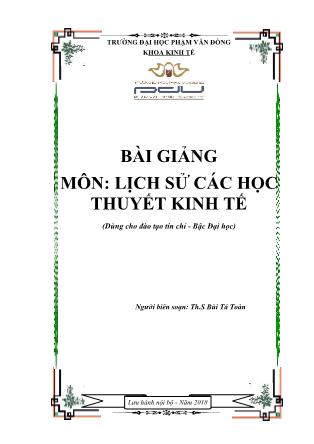 Giáo trình Lịch sử các học thuyết kinh tế