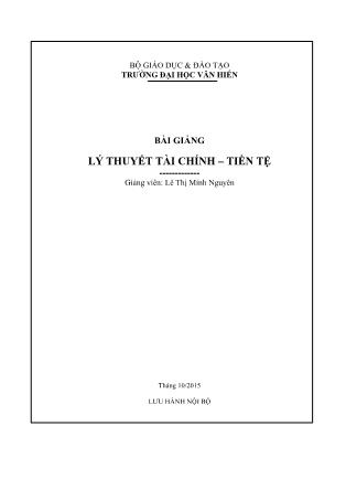 Giáo trình Lý thuyết tài chính. Tiền tệ