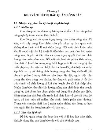 Giáo trình Máy nông nghiệp - Chương 1: Kho và thiết bị bảo quản nông sản