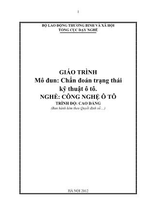 Giáo trình Mô đun: Chuẩn đoán trạng thái kỹ thuật ô tô