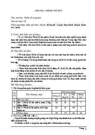 Giáo trình Mô đun: Thiết kế áo jacket