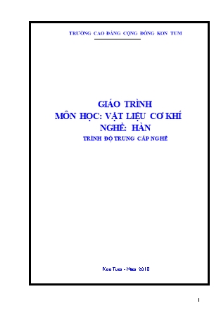 Giáo trình môn Vật liệu cơ khí