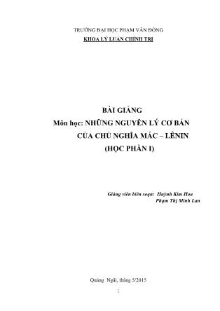 Giáo trình Những nguyên lý cơ bản của chủ nghĩa Mác - Lênin (Học phần I)