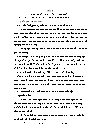 Giáo trình Pháp luật - Bài 1: Một số vấn đề cơ bản về nhà nước