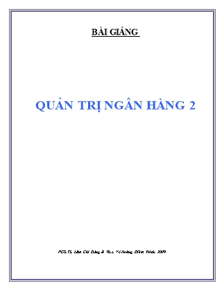 Giáo trình Quản trị ngân hàng 2