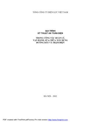 Giáo trình Qui trình kỹ thuật an toàn điện trong công tác quản lý, vận hành, sửa chữa, xây dựng đường dây và trạm điện