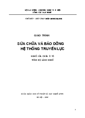 Giáo trình Sửa chữa và bảo dưỡng hệ thống truyền lực