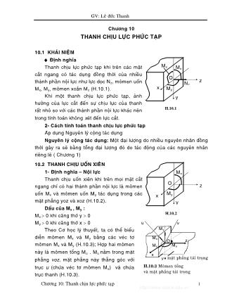 Giáo trình Sức bền vật liệu - Chương 10: Thanh chịu lực phức tạp