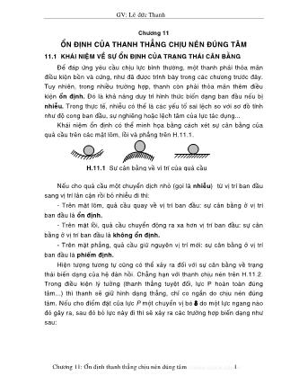 Giáo trình Sức bền vật liệu - Chương 11: Ổn định của sự thanh thẳng chịu nén đúng tâm