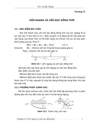 Giáo trình Sức bền vật liệu - Chương 12: Uốn ngang và uốn dọc đồng thời