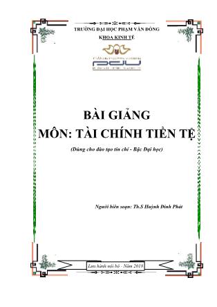 Giáo trình Tài chính tiền tệ