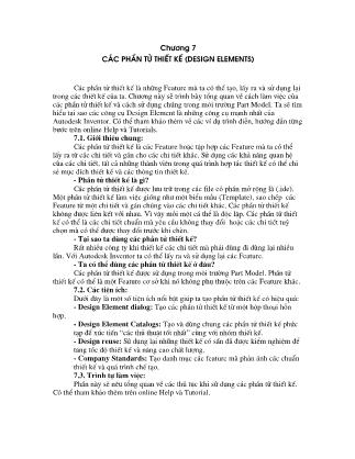 Giáo trình Thiết kế cơ khí theo tham số và hướng đối tượng - Chương 7: Các phần tử thiết kế